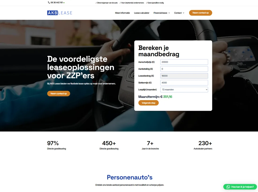 Website voor AKB Lease