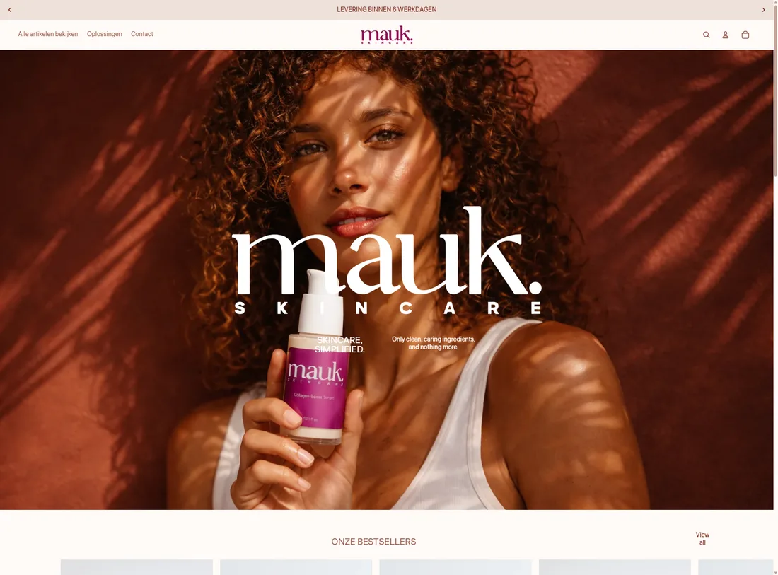 Website voor Mauk Skincare