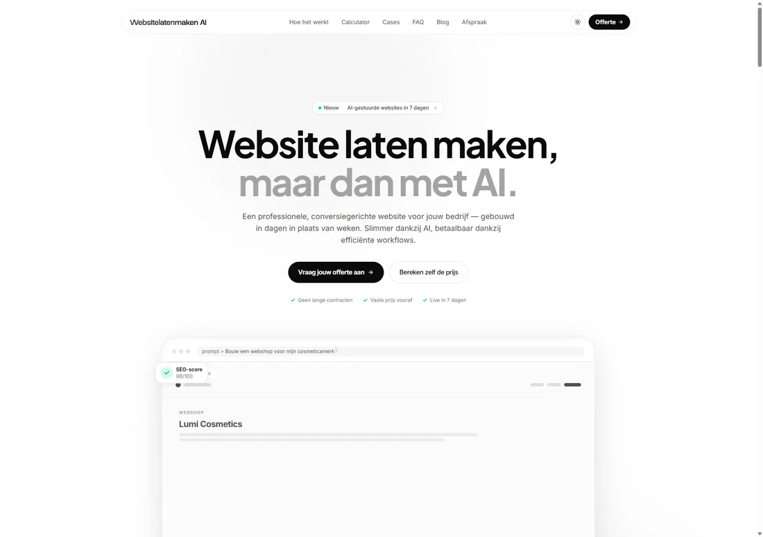 Website voor Websitelatenmaken AI